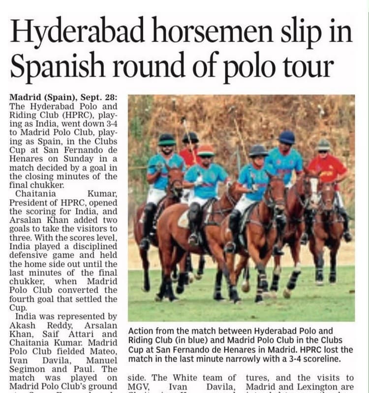 Indian newspaper coverage of the Clubs Cup in Madrid