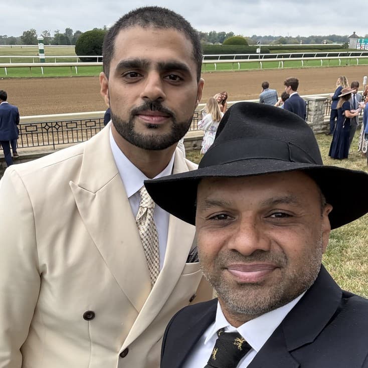 Chaitania Kumar and Arsalan Khan trackside at Keeneland